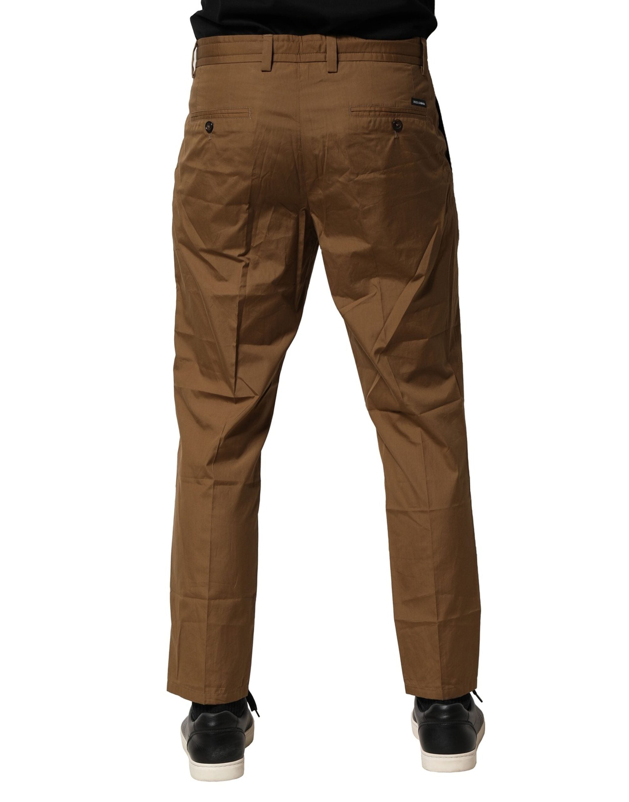 Dolce & Gabbana Brown Cotton Chino Mid Waist Men's Trousers