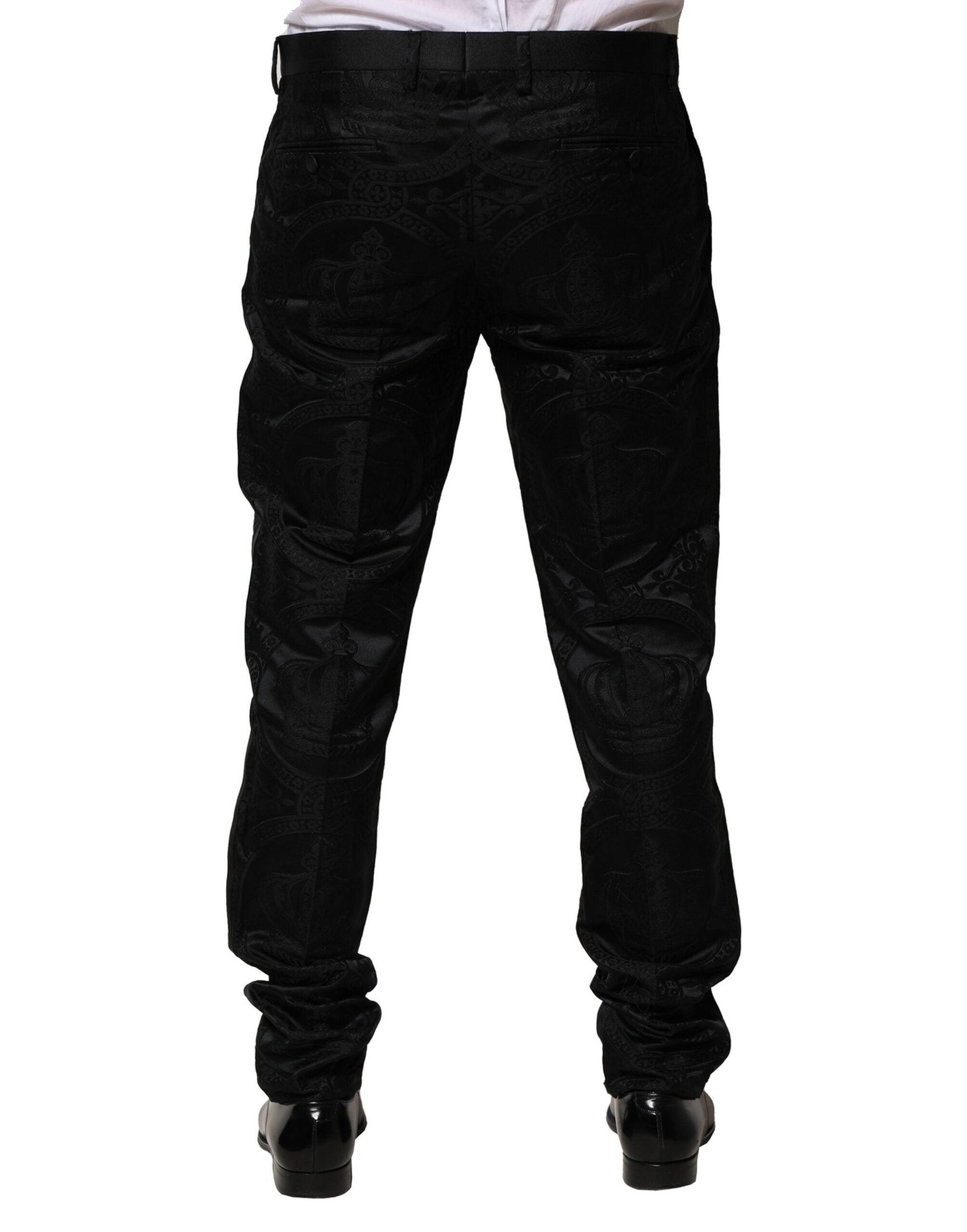 Dolce & Gabbana Schwarze Cotton DG Crown Dress Pants