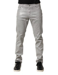Dolce & Gabbana Silver Cotton-Stretch Denim Jeans