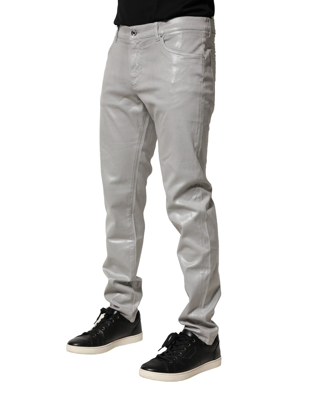 Dolce & Gabbana Silver Cotton-Stretch Denim Jeans