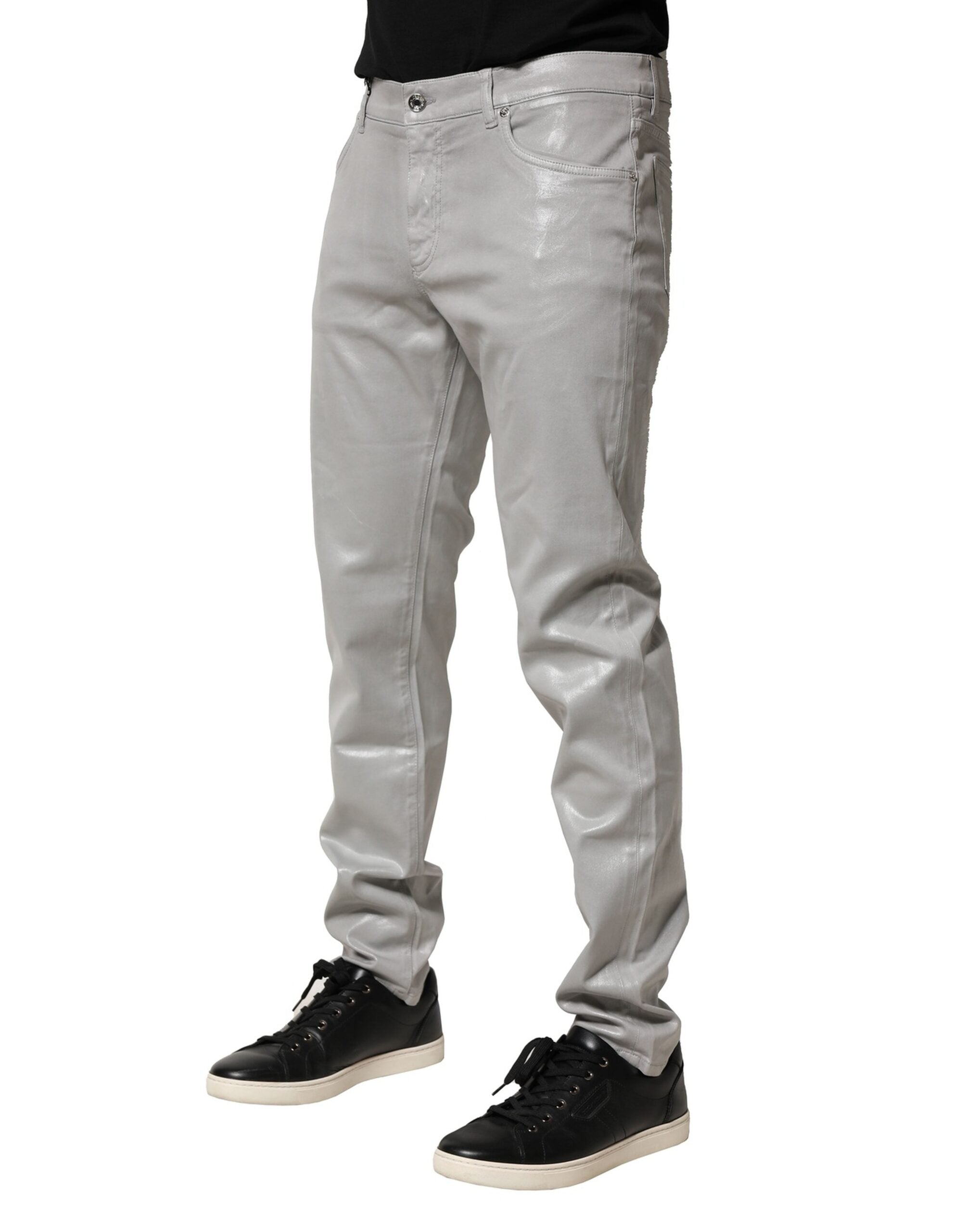 Dolce & Gabbana Silver Cotton-Stretch Denim Jeans