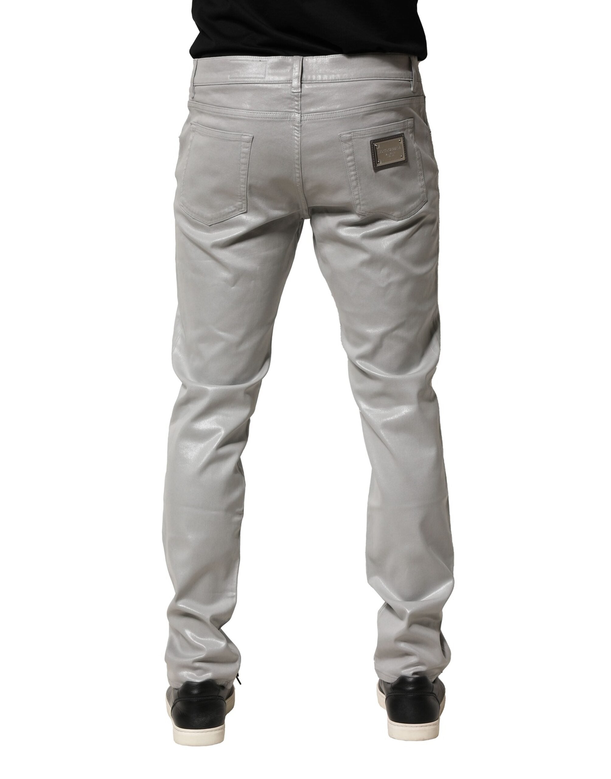 Dolce & Gabbana Silver Cotton-Stretch Denim Jeans