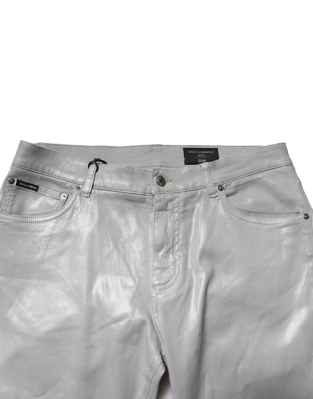 Dolce & Gabbana Silver Cotton-Stretch Denim Jeans