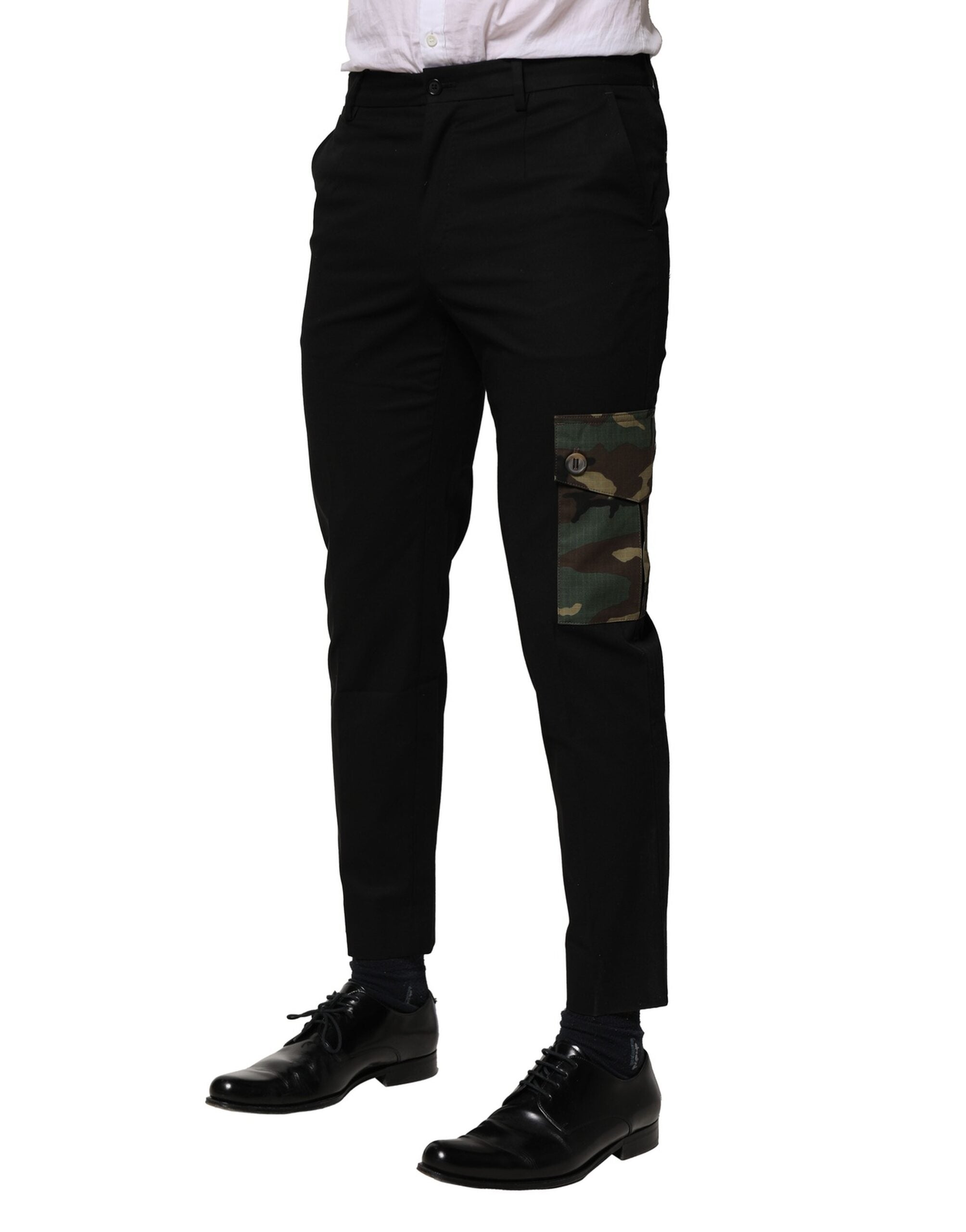 Dolce & Gabbana Black Cotton Cargo Dress Men's Pants