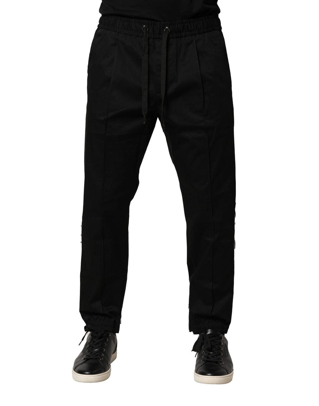 Dolce & Gabbana Black Cotton Mid-Rise Jogger Pants
