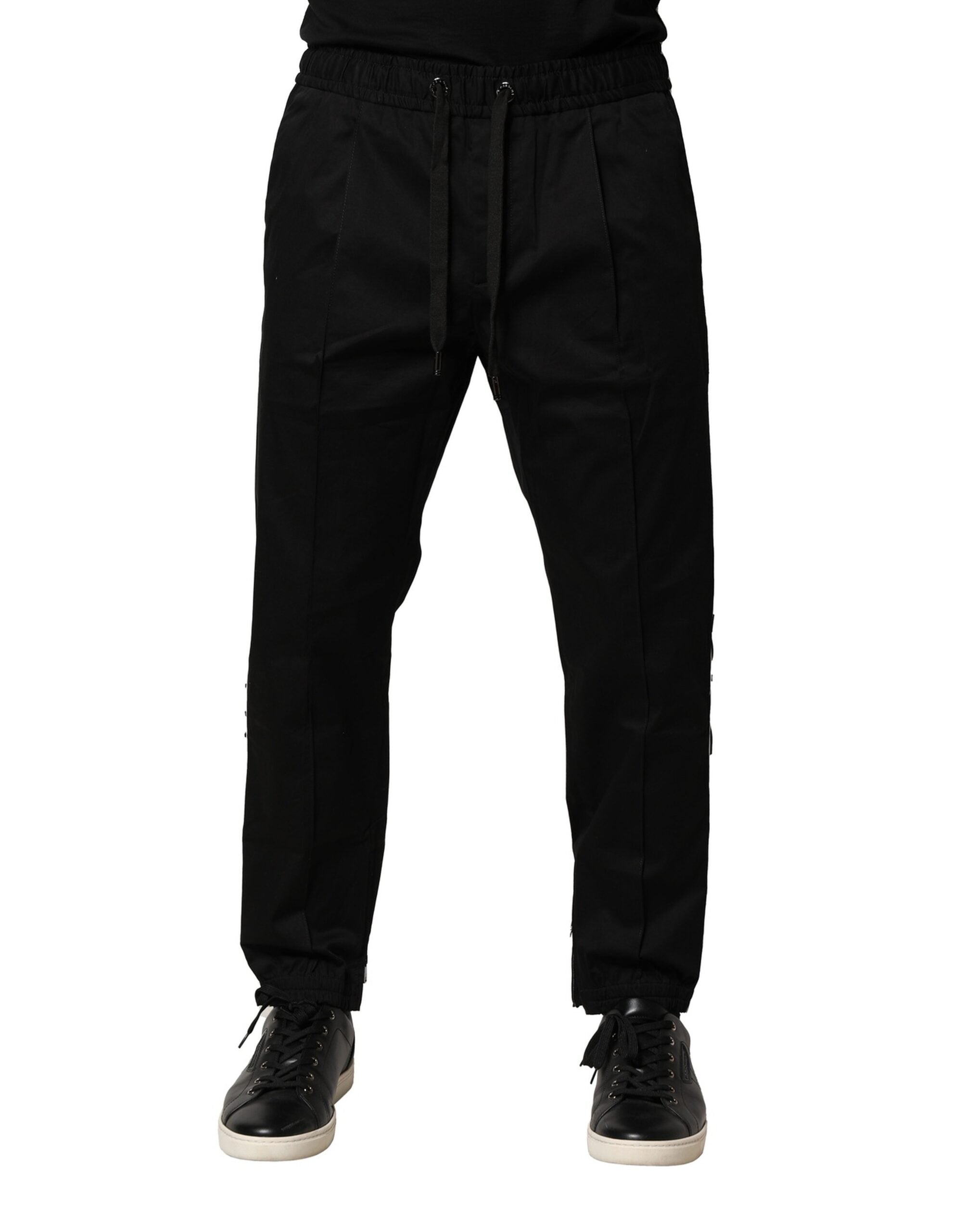Dolce & Gabbana Black Cotton Mid-Rise Jogger Pants