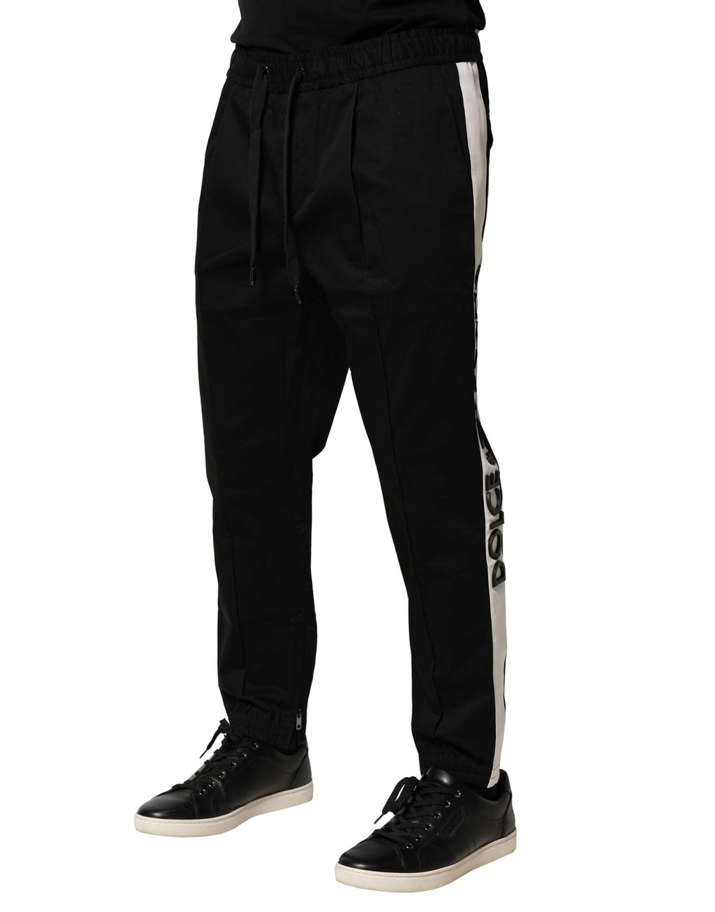 Dolce & Gabbana Black Cotton Mid-Rise Jogger Pants