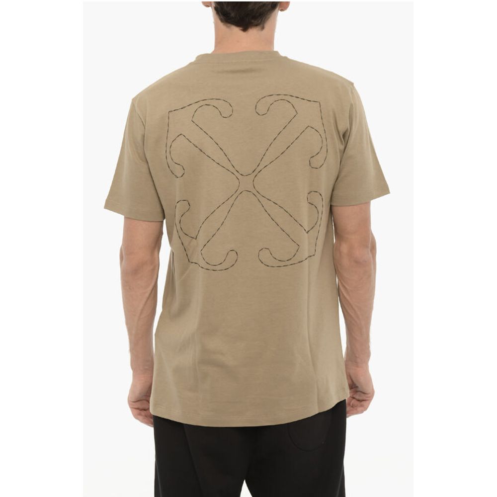 Off-White Slim Fit T-Shirt mit Rundhalsausschnitt und gesticktem Logo