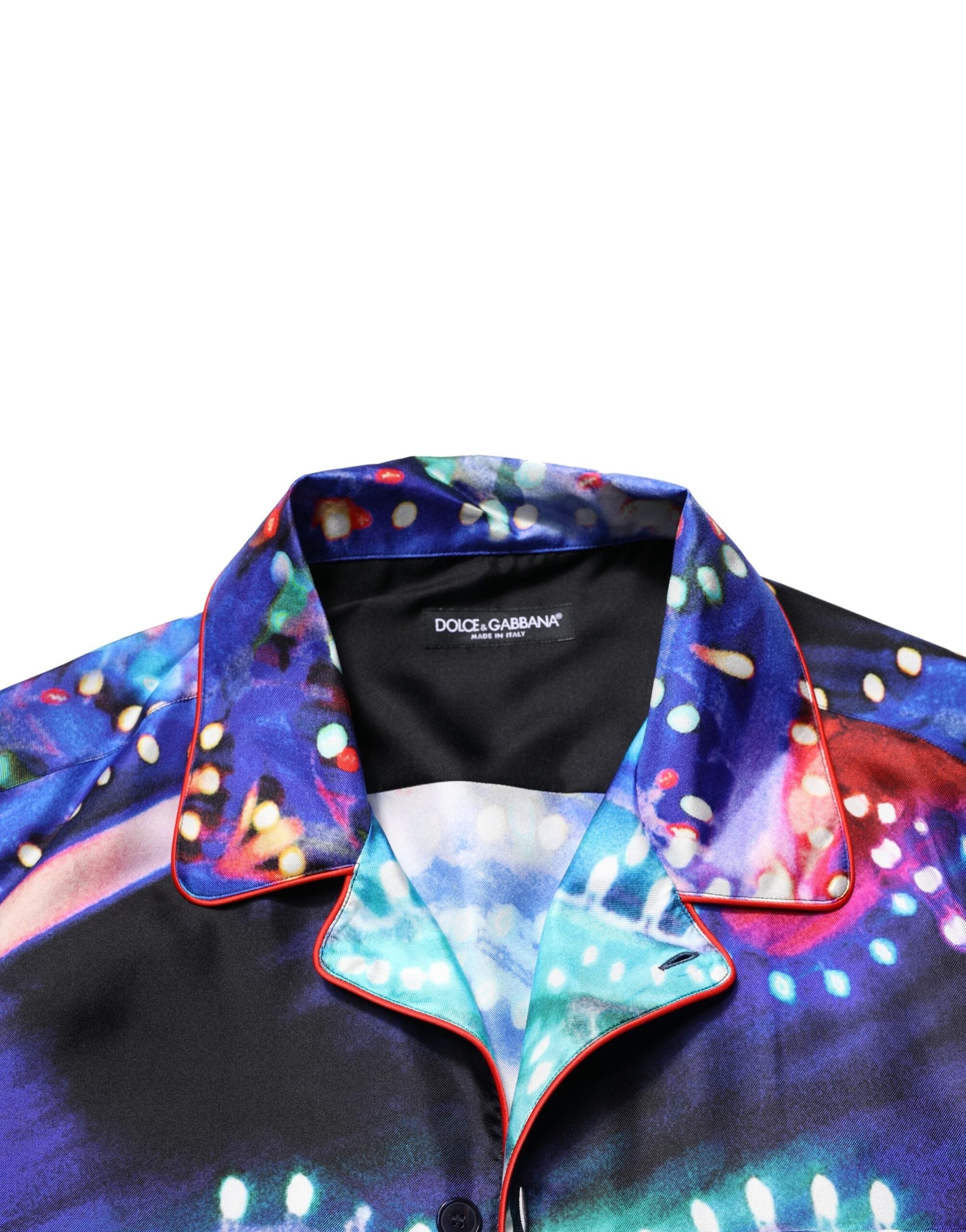 Dolce & Gabbana Multicolor Printed Silk Lounge Luxury Shirt