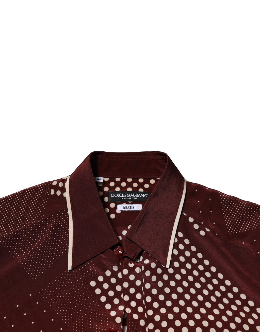 Dolce & Gabbana Chestnut Brown Polka Dot Long Sleeve Silk Shirt