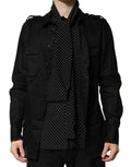 Dolce & Gabbana Black Polka Dot Linen Silk Men's Casual Shirt