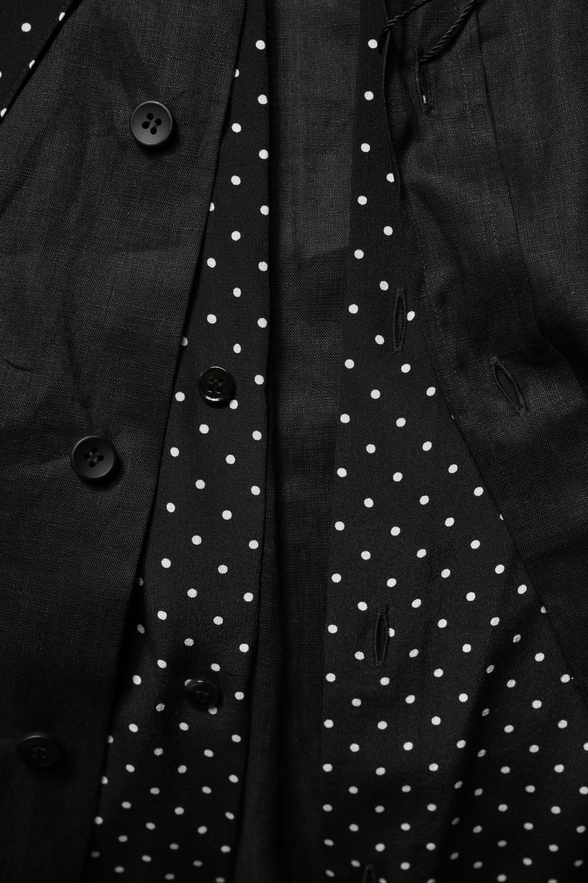 Dolce & Gabbana Schwarzes Polka Dot Leinen Seide Herren Freizeithemd