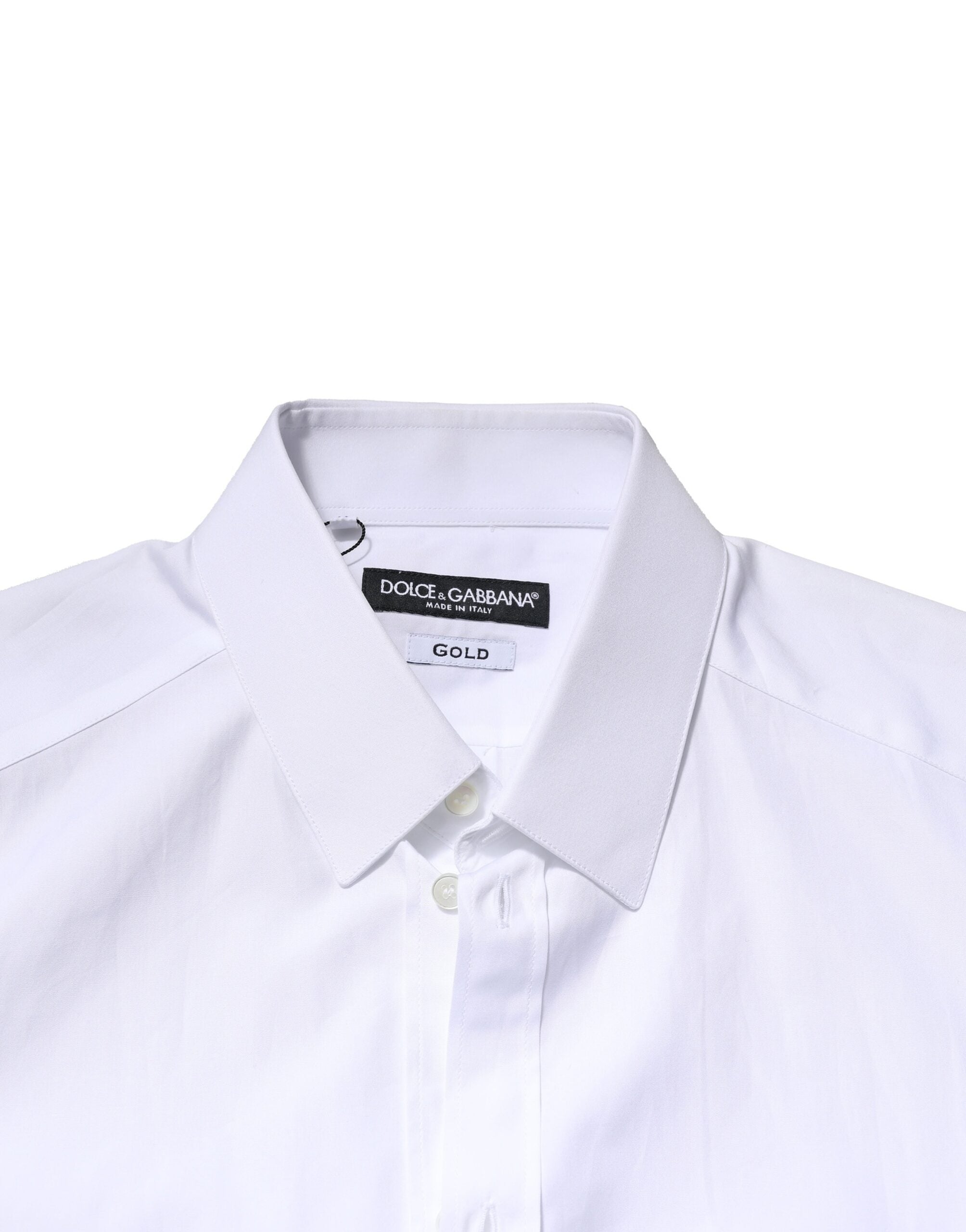 Dolce & Gabbana White GOLD Crown Cotton Formal Shirt