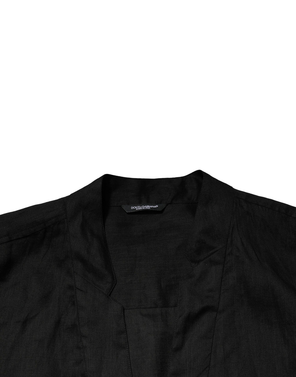 Dolce & Gabbana Men's Black Long-Sleeved Linen Casual Shirt