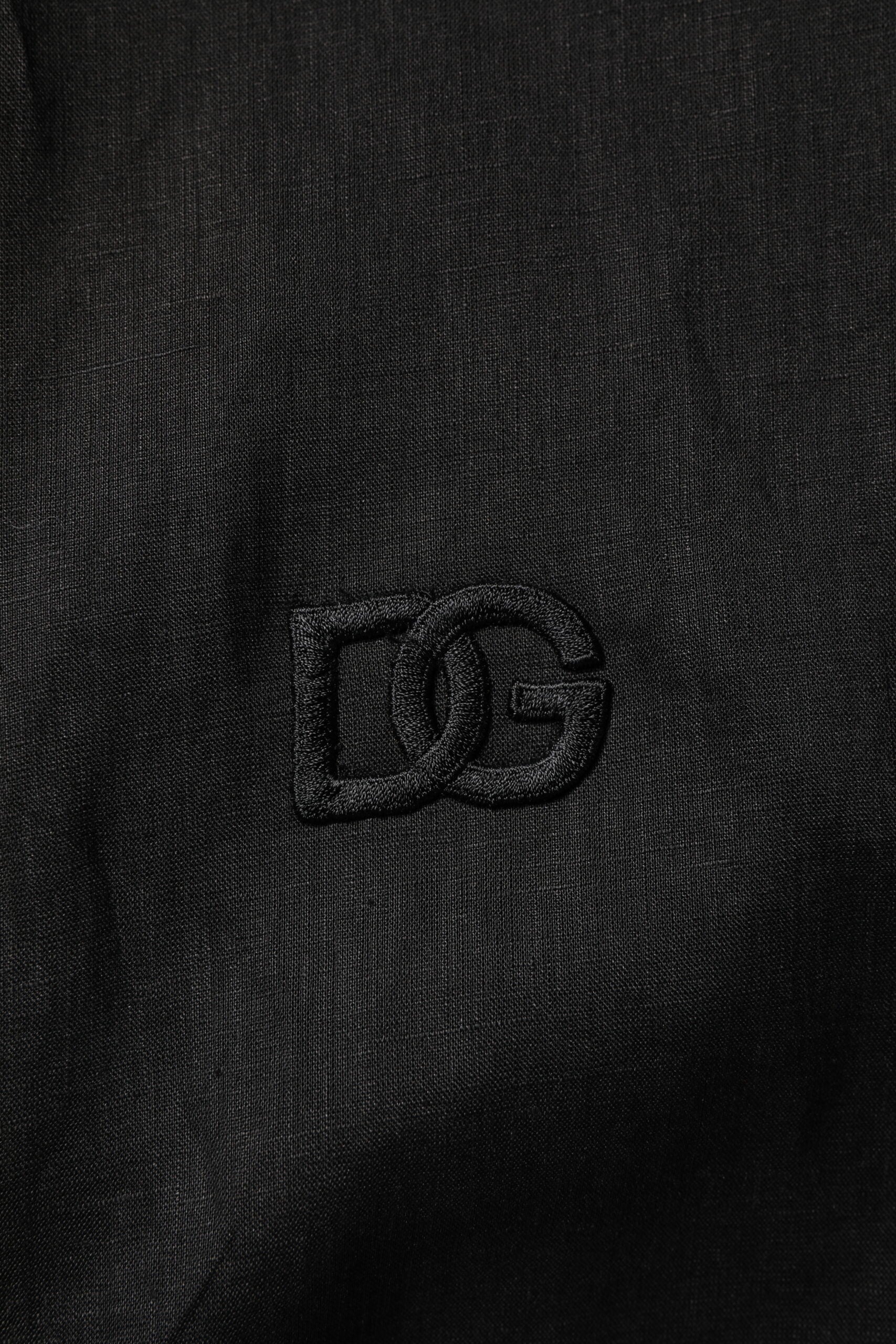 Dolce & Gabbana Men's Black Long-Sleeved Linen Casual Shirt