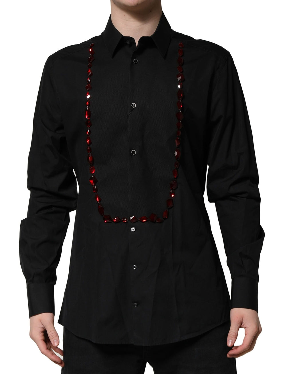 Dolce & Gabbana Black Crystal GOLD Formal Men's Shirt