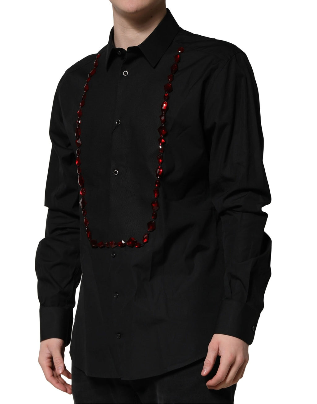 Dolce & Gabbana Black Crystal GOLD Formal Men's Shirt