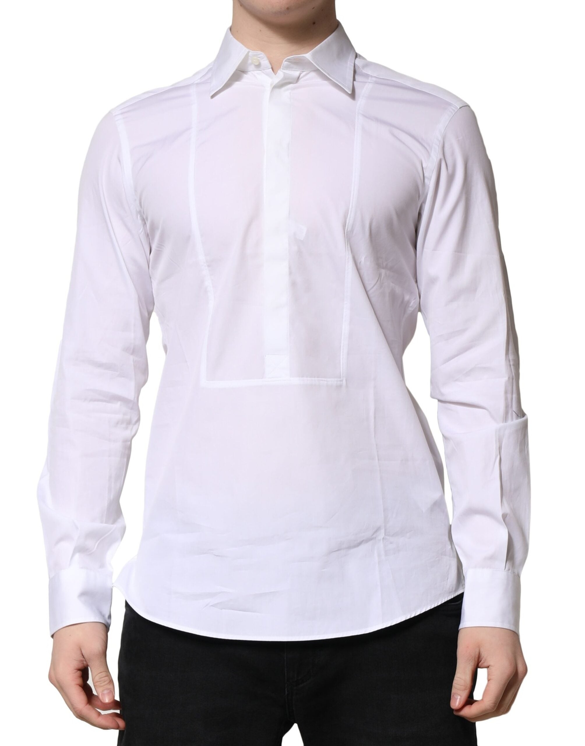 Dolce & Gabbana Men's White Poplin Cotton Formal Shirt