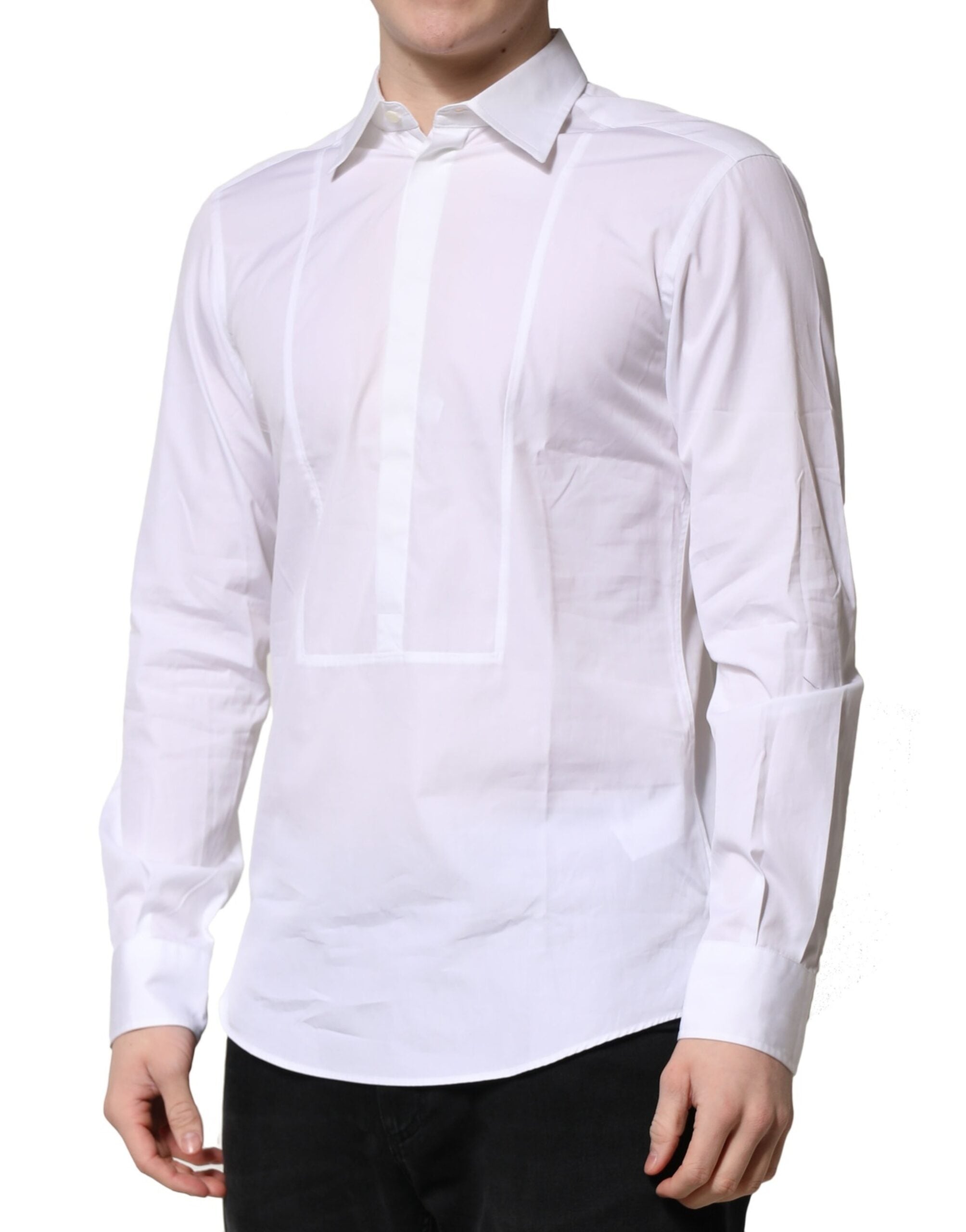 Dolce & Gabbana Men's White Poplin Cotton Formal Shirt