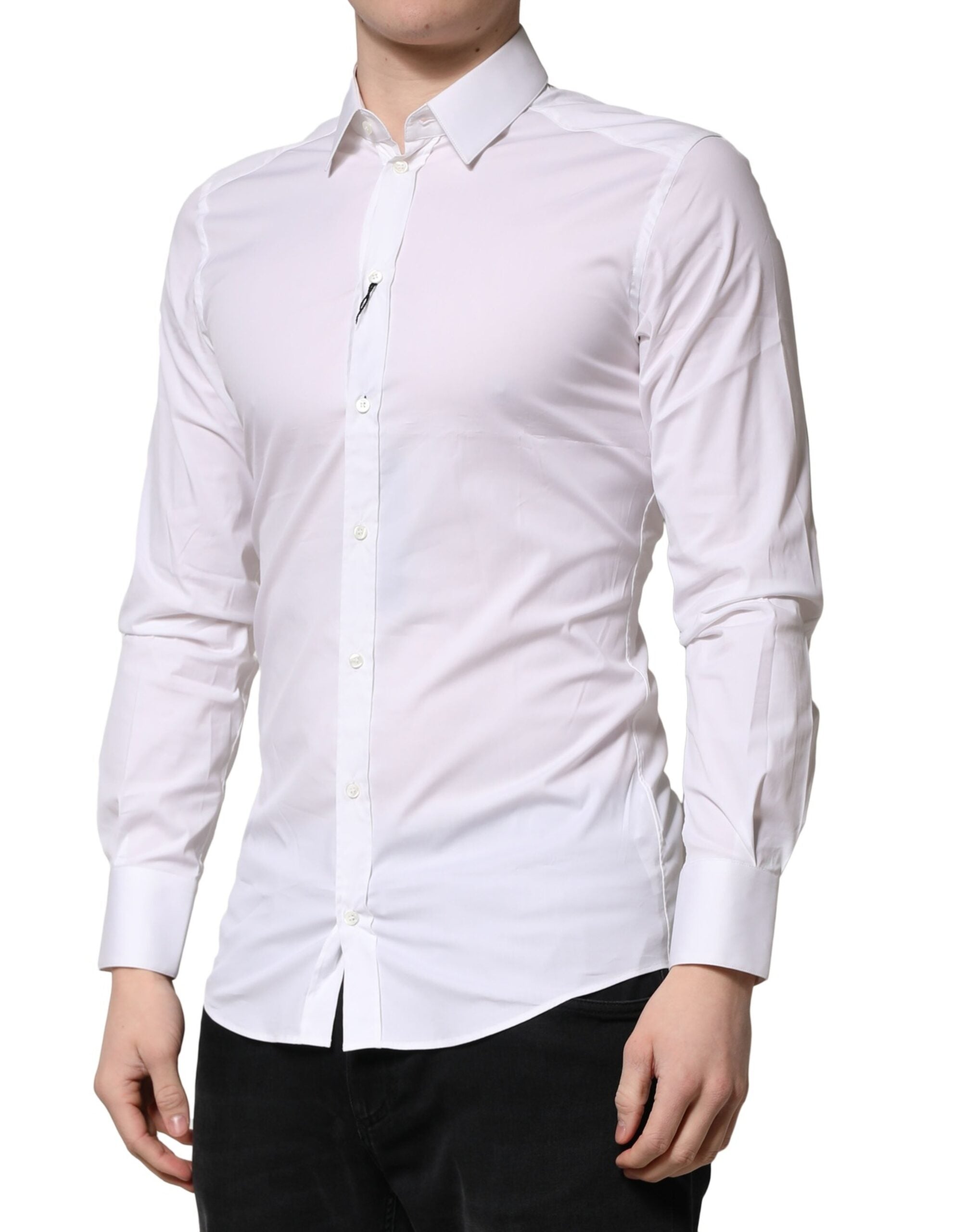 Dolce & Gabbana White GOLD Cotton Shirt for Men, Formal Shirt