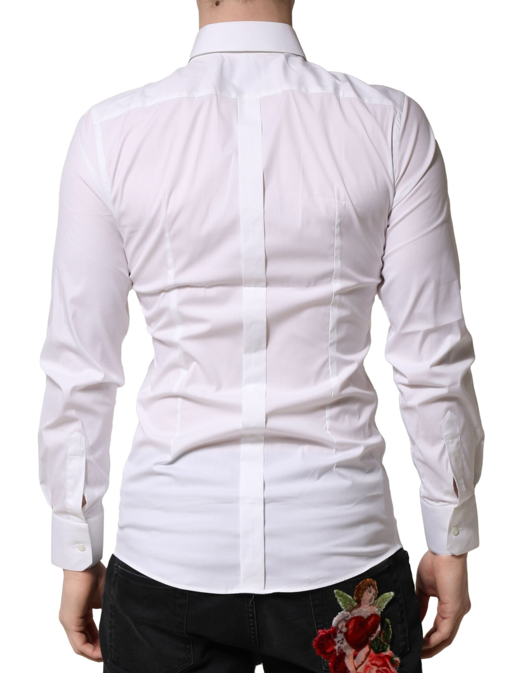 Dolce & Gabbana White GOLD Cotton Shirt for Men, Formal Shirt