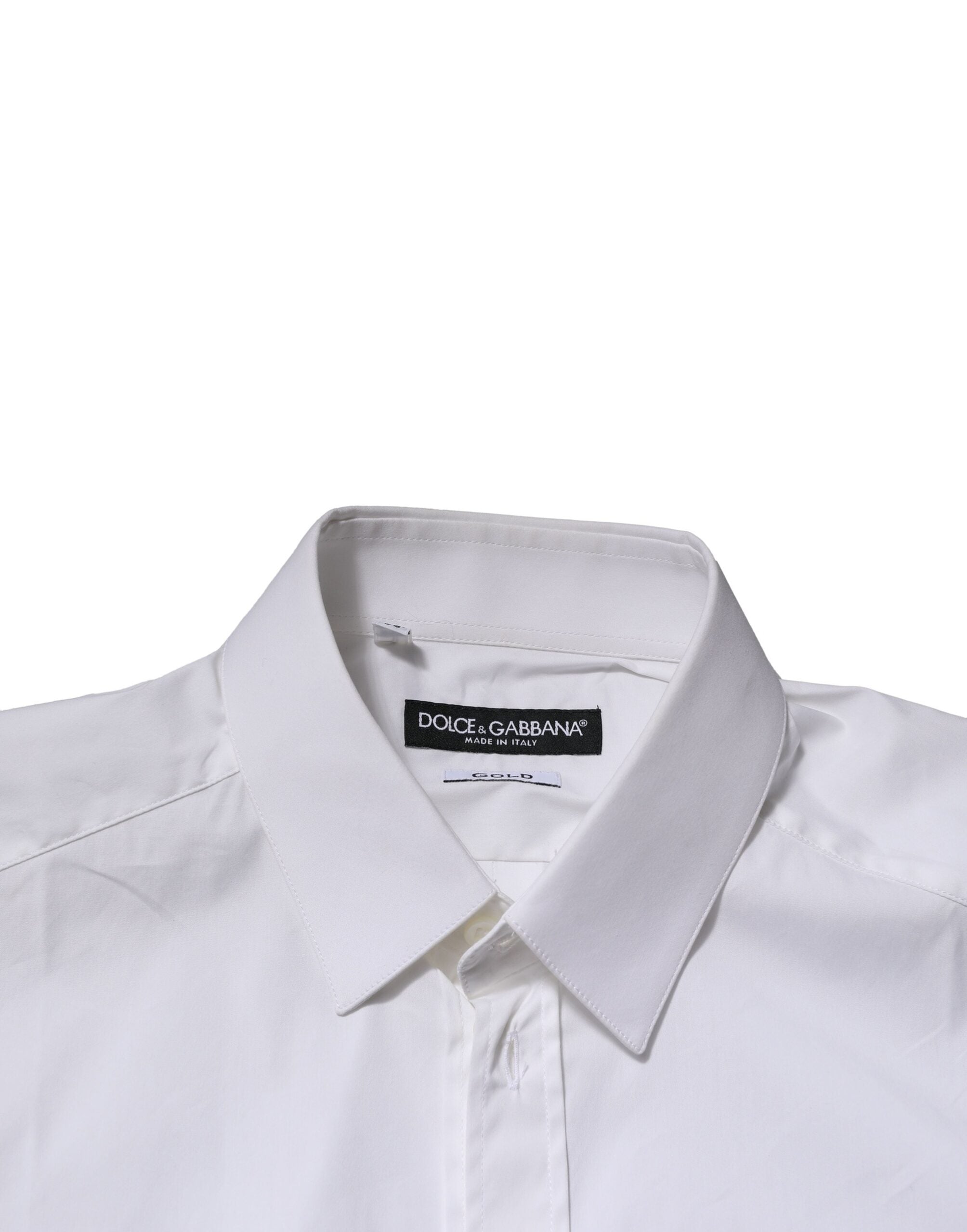 Dolce & Gabbana White GOLD Cotton Shirt for Men, Formal Shirt