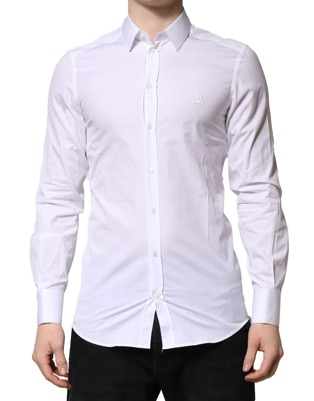 Dolce & Gabbana White GOLD Long Sleeve Men's Formal Dress Shirt