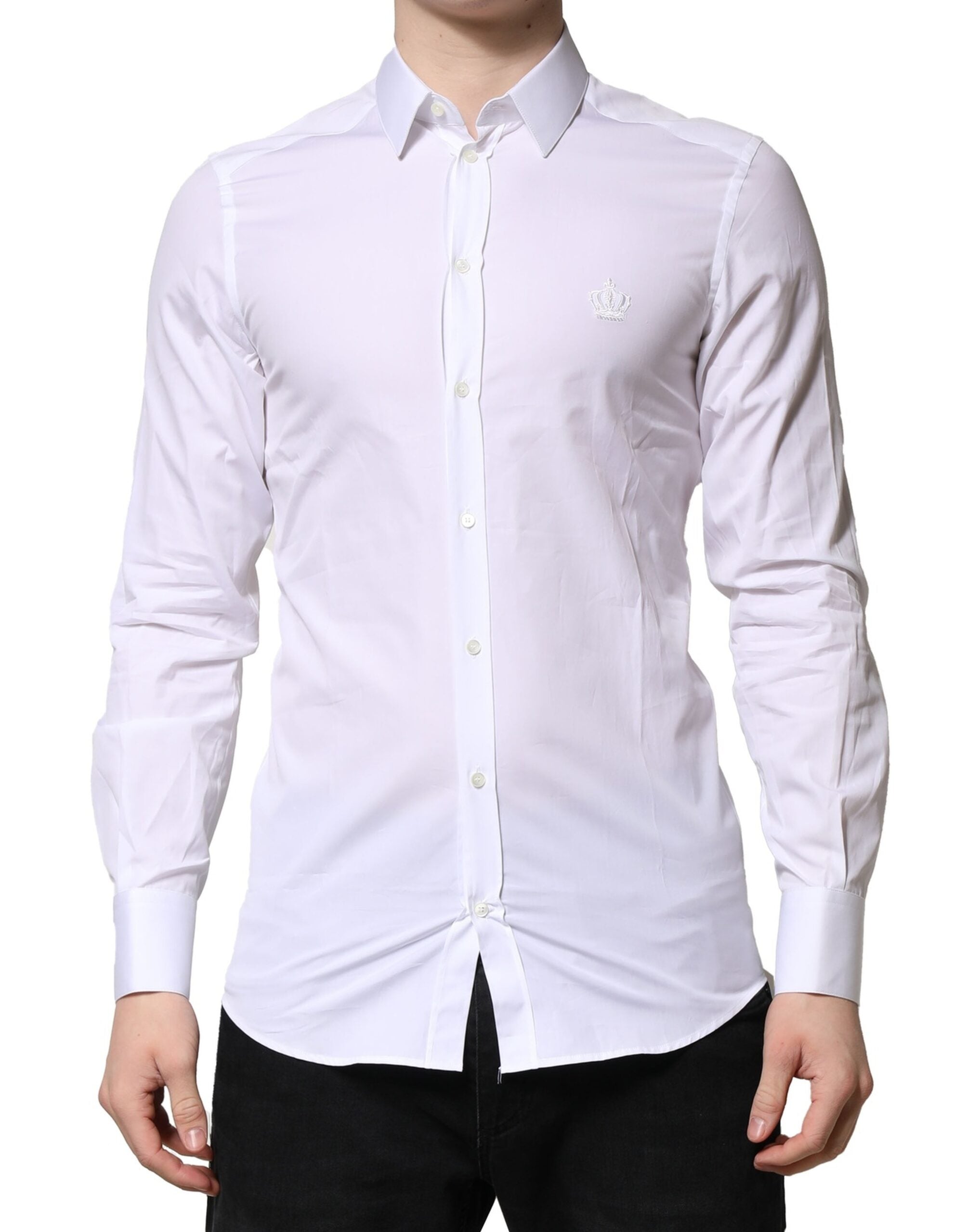 Dolce & Gabbana White GOLD Long Sleeve Men's Formal Dress Shirt