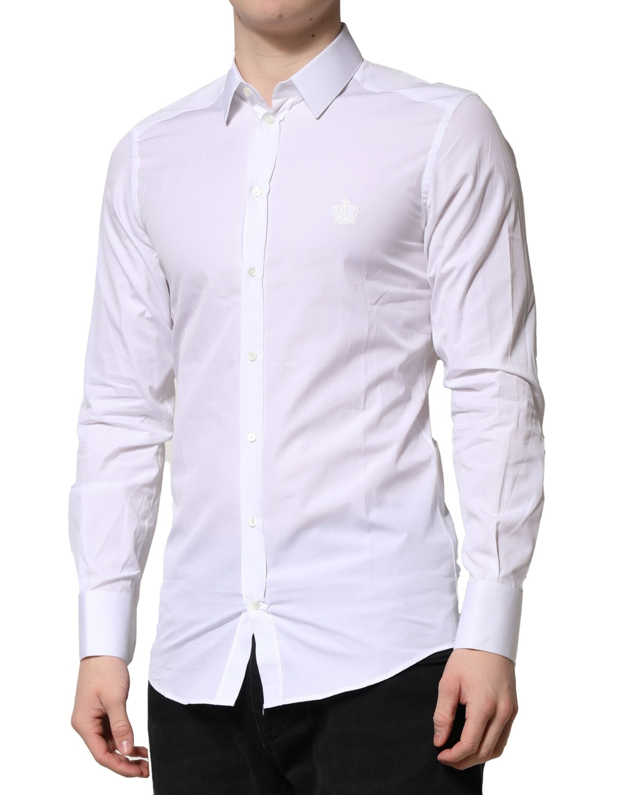Dolce & Gabbana White GOLD Long Sleeve Men's Formal Dress Shirt