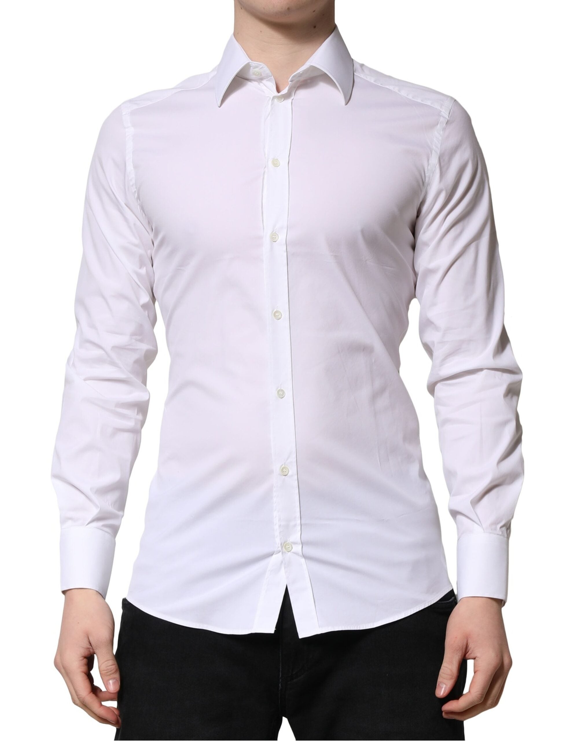 Dolce & Gabbana White GOLD Long Sleeve Men's Formal Dress Shirt