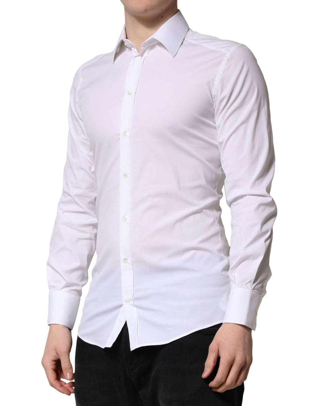 Dolce & Gabbana White GOLD Long Sleeve Men's Formal Dress Shirt
