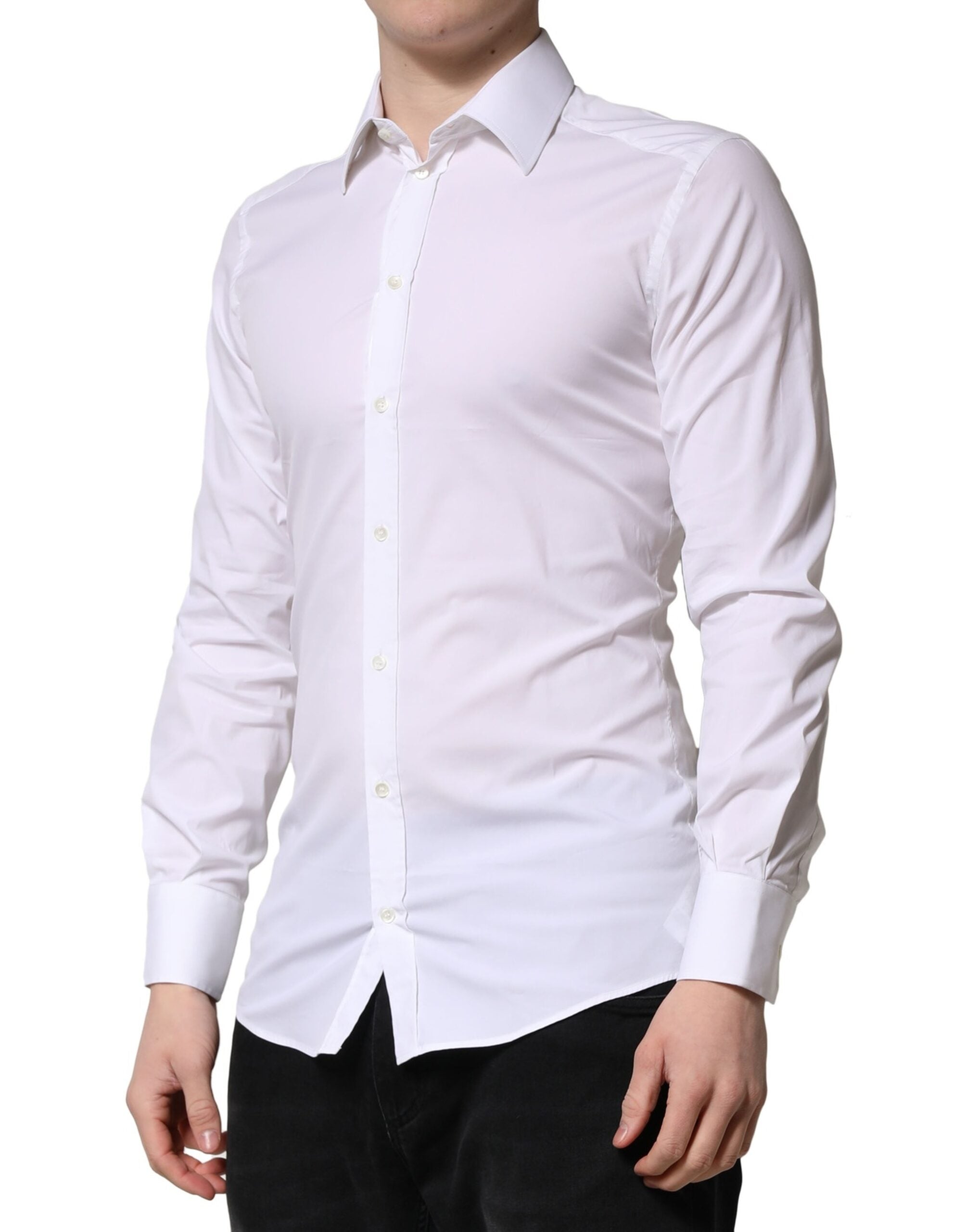 Dolce & Gabbana White GOLD Long Sleeve Men's Formal Dress Shirt