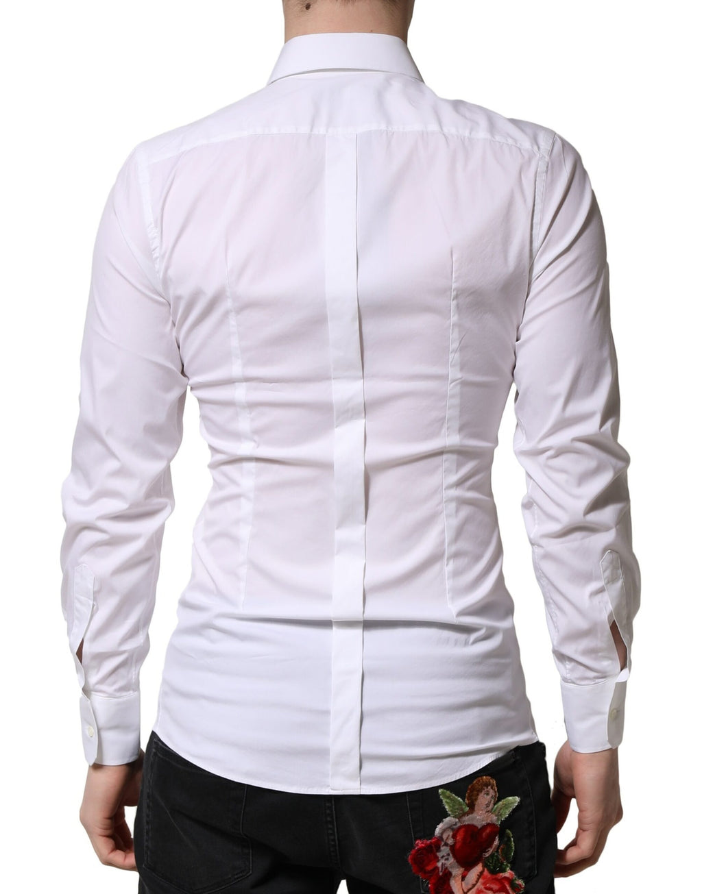 Dolce & Gabbana White GOLD Long Sleeve Men's Formal Dress Shirt