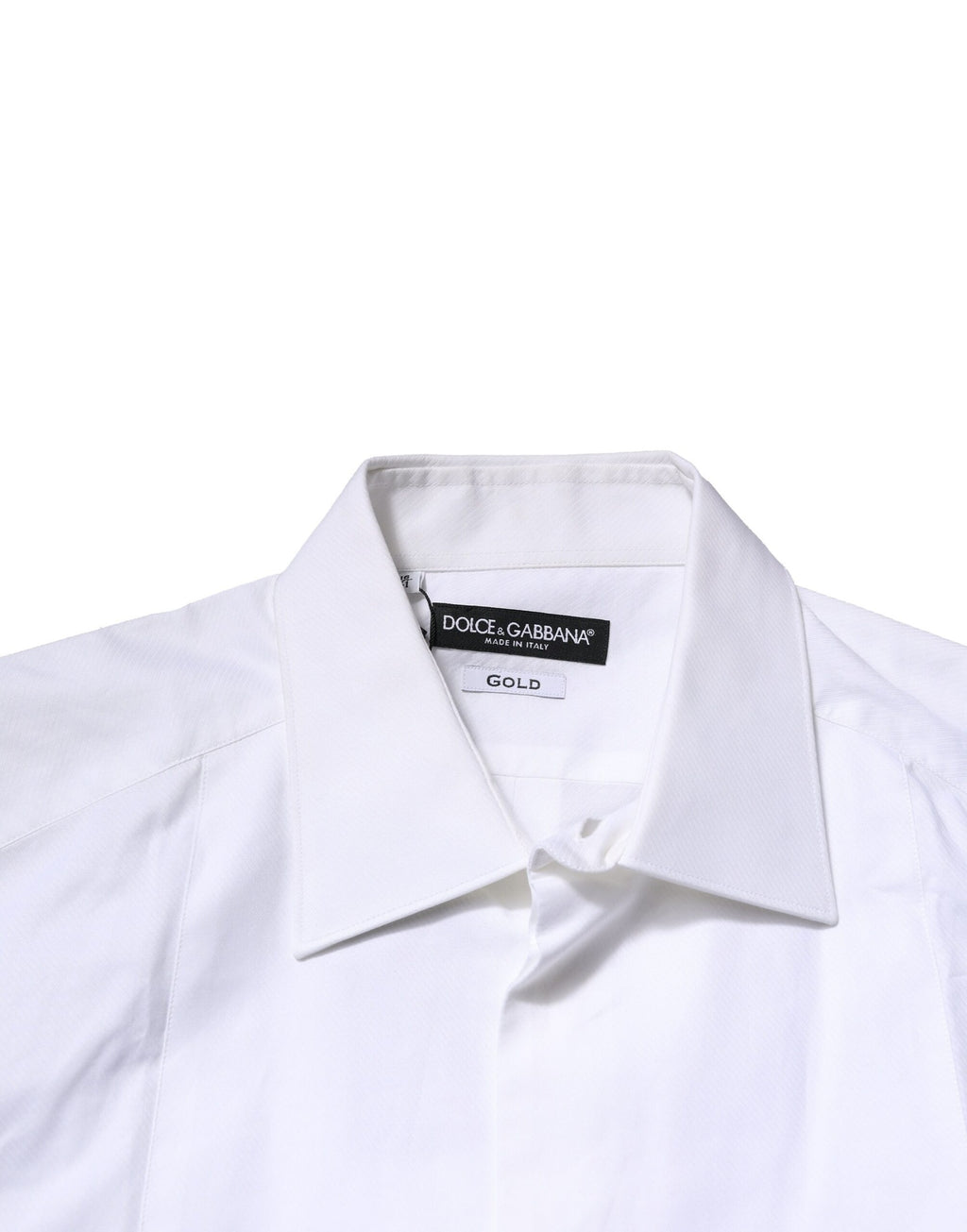 Dolce & Gabbana White Bib Cotton Poplin GOLD Men's Shirt