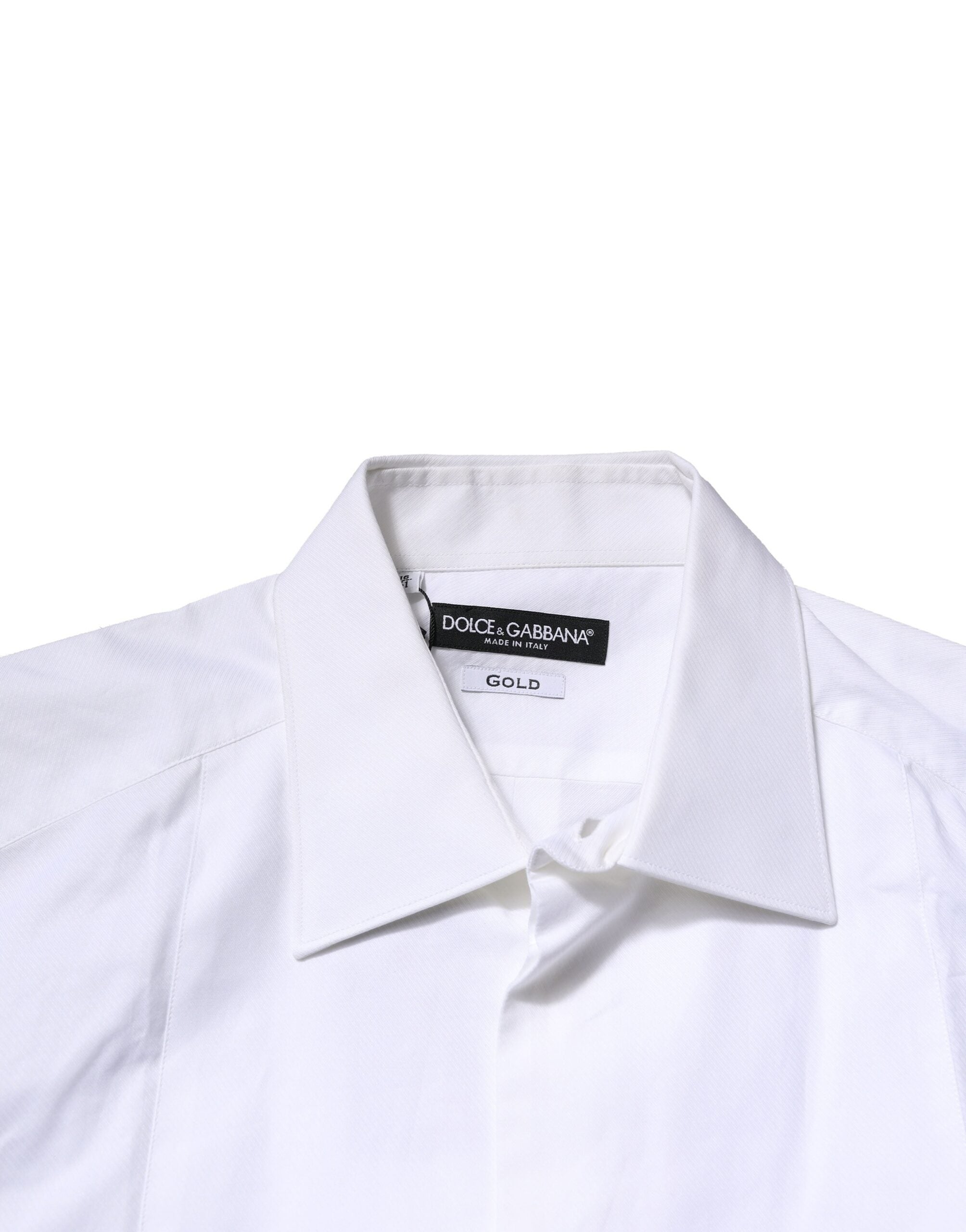 Dolce & Gabbana White Bib Cotton Poplin GOLD Men's Shirt