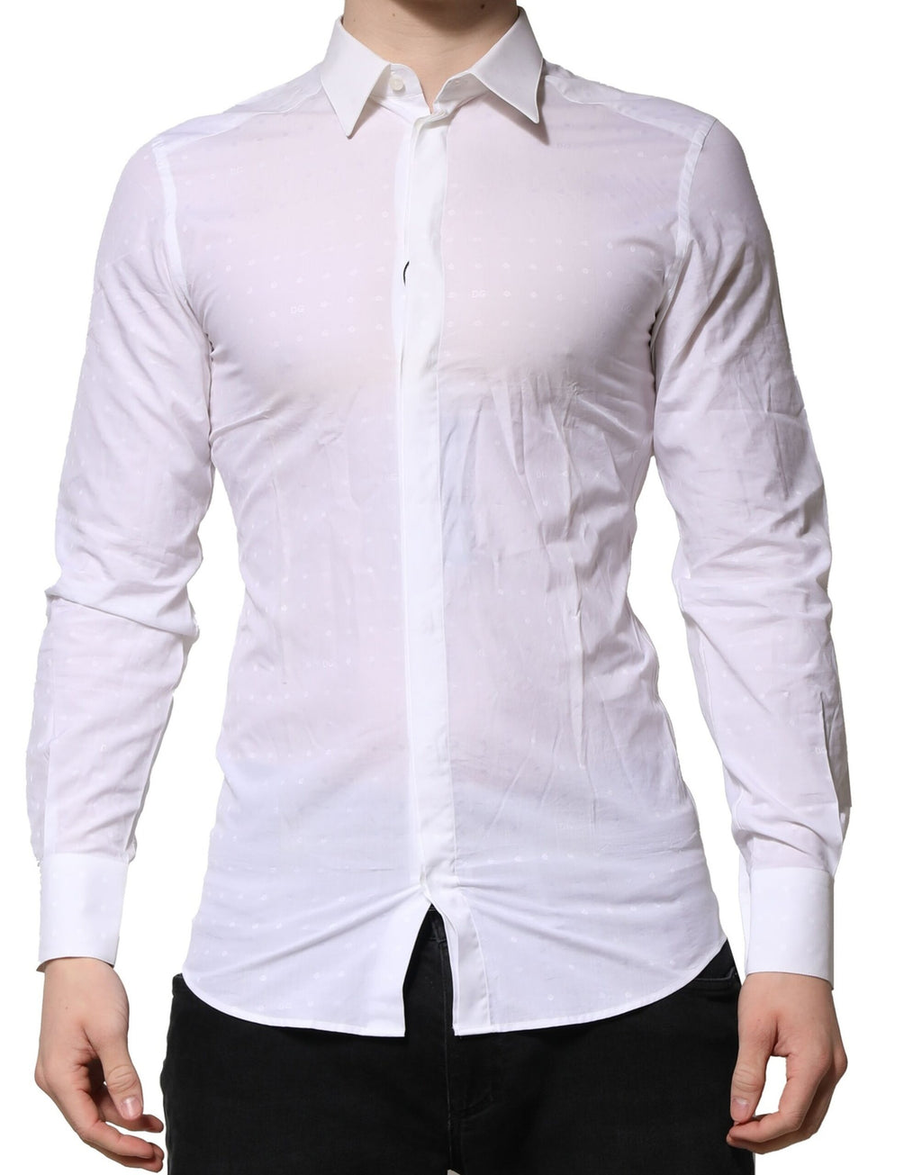 Dolce & Gabbana White GOLD Long Sleeve Dress Men's Formal Shirt