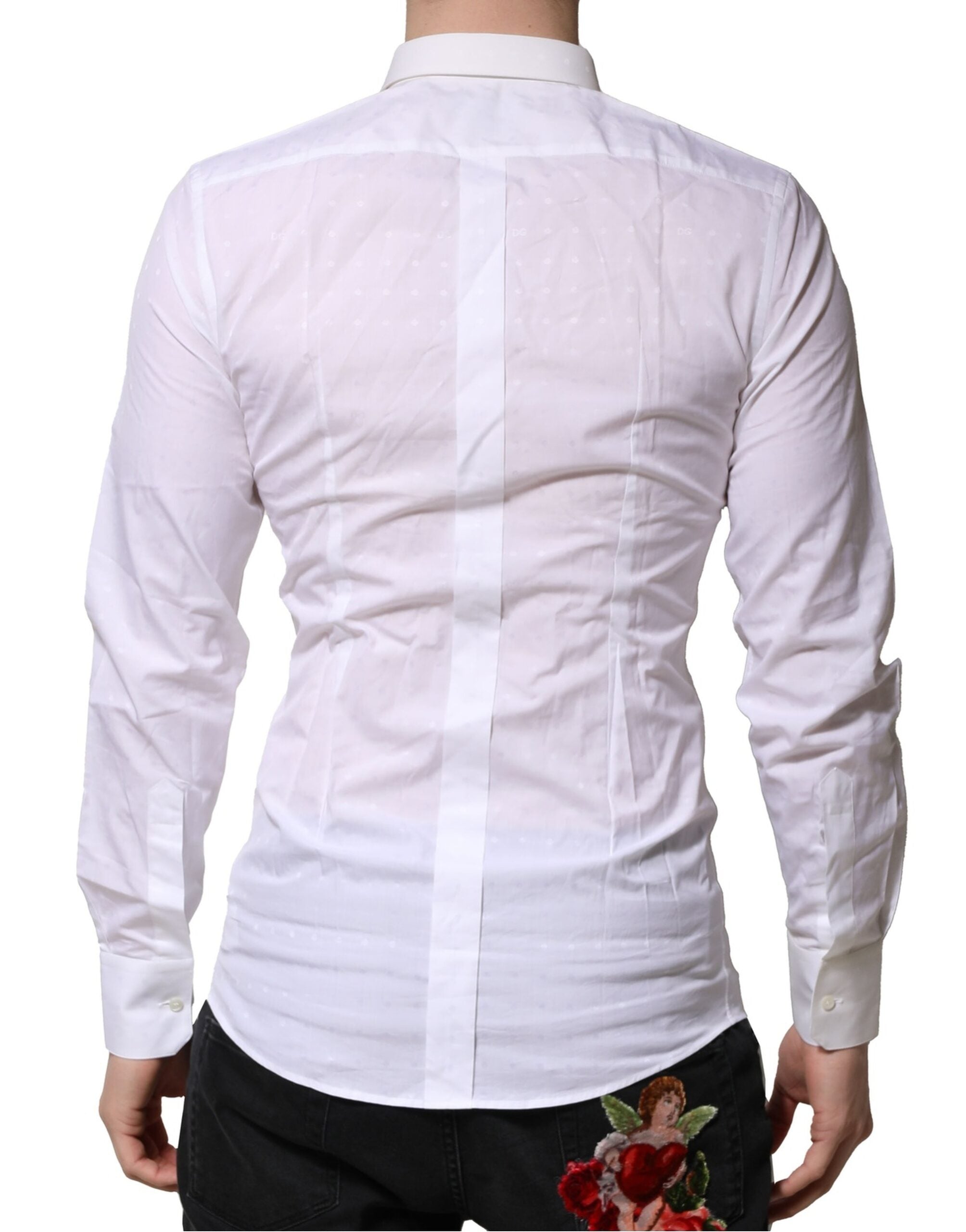 Dolce & Gabbana White GOLD Long Sleeve Dress Men's Formal Shirt