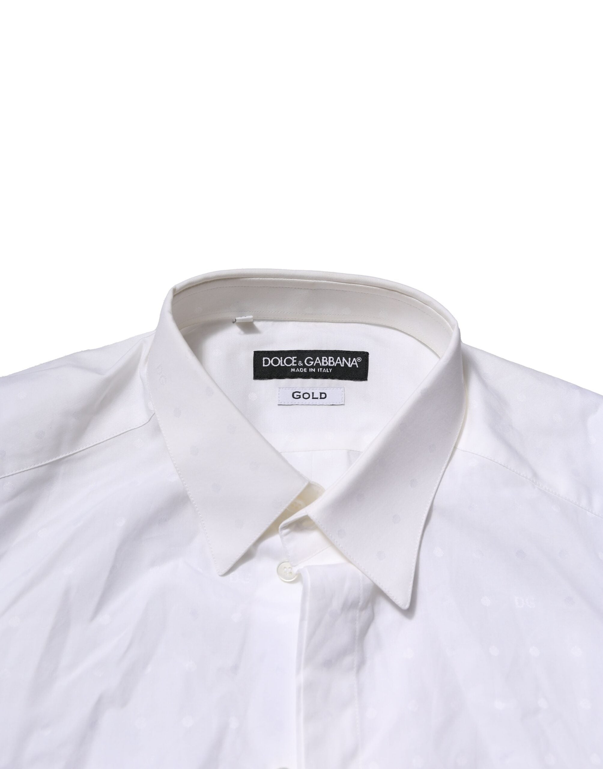 Dolce & Gabbana White GOLD Long Sleeve Dress Men's Formal Shirt