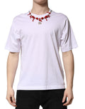 Dolce & Gabbana Embellished Cotton Crew Neck T-Shirt in White