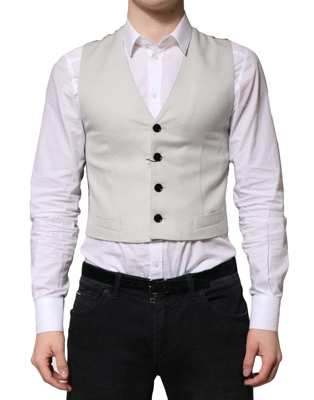 Dolce & Gabbana Grey Wool Formal Men's Vest Waistcoat