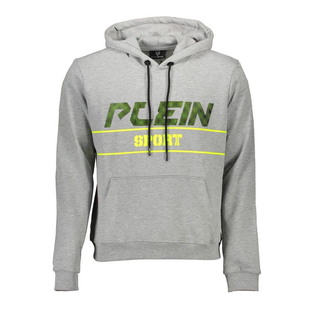 Plein Sport Grauer Baumwollpullover mit Kapuze für Männer