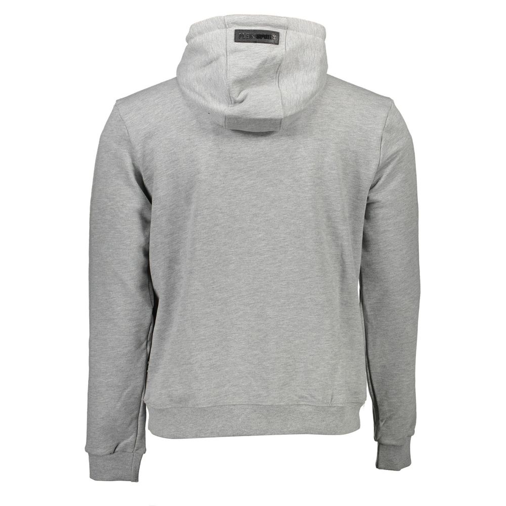 Plein Sport Grauer Baumwollpullover mit Kapuze für Männer