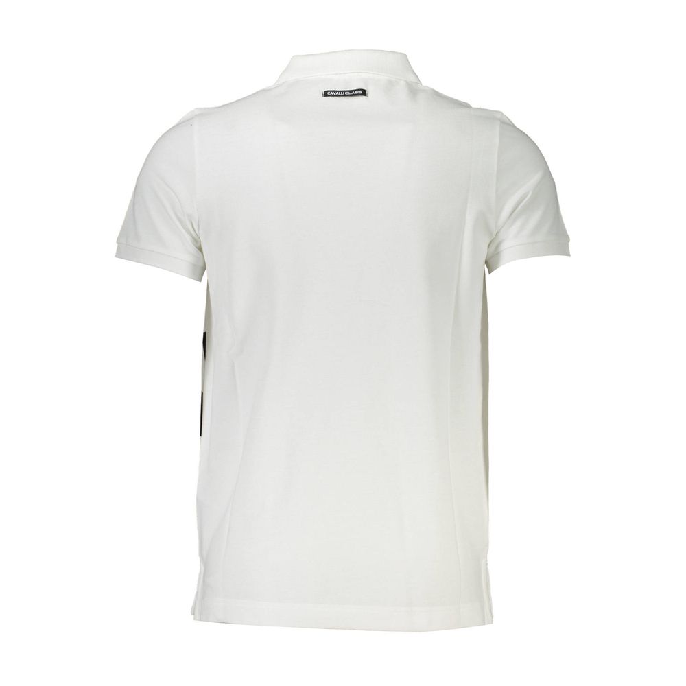 Cavalli Class Bianco Baumwoll-Herrenpoloshirt