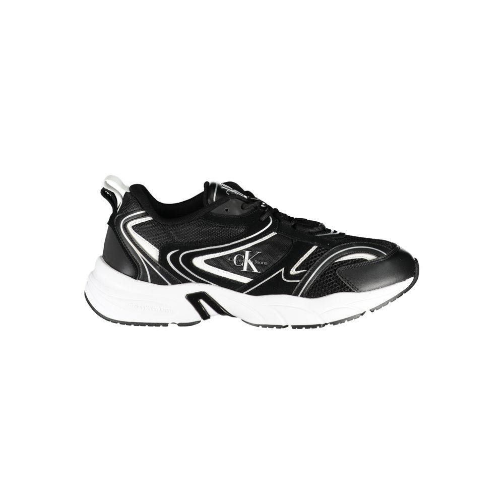 Calvin Klein Plain black lace-up sneakers with contrasting details