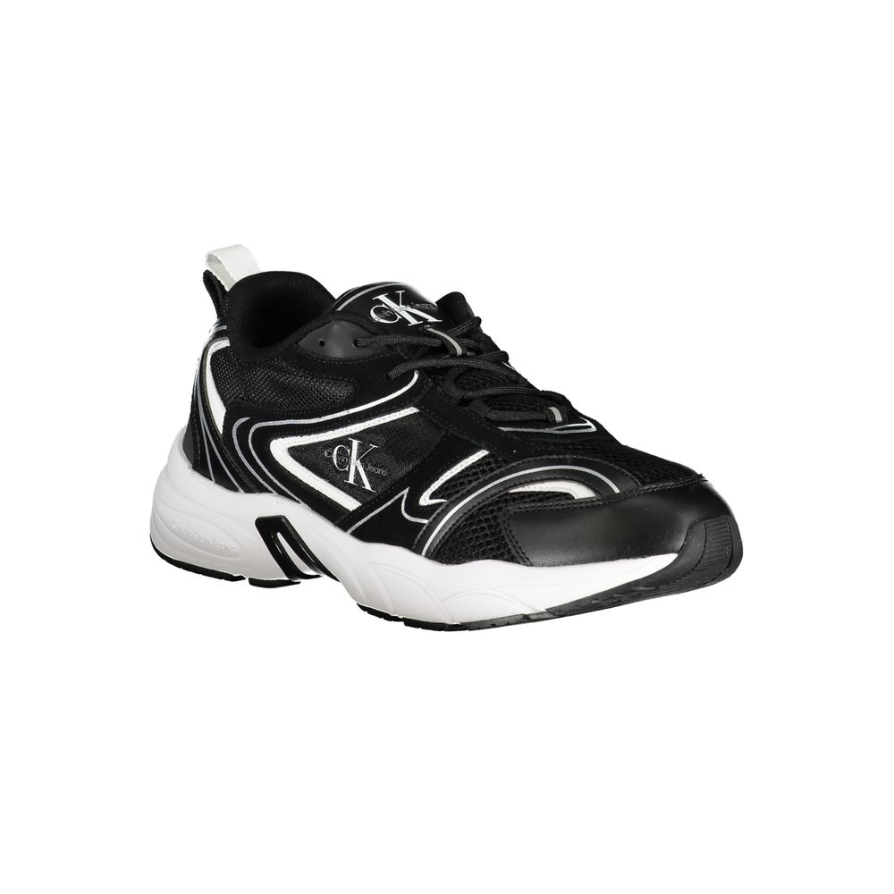 Calvin Klein Plain black lace-up sneakers with contrasting details