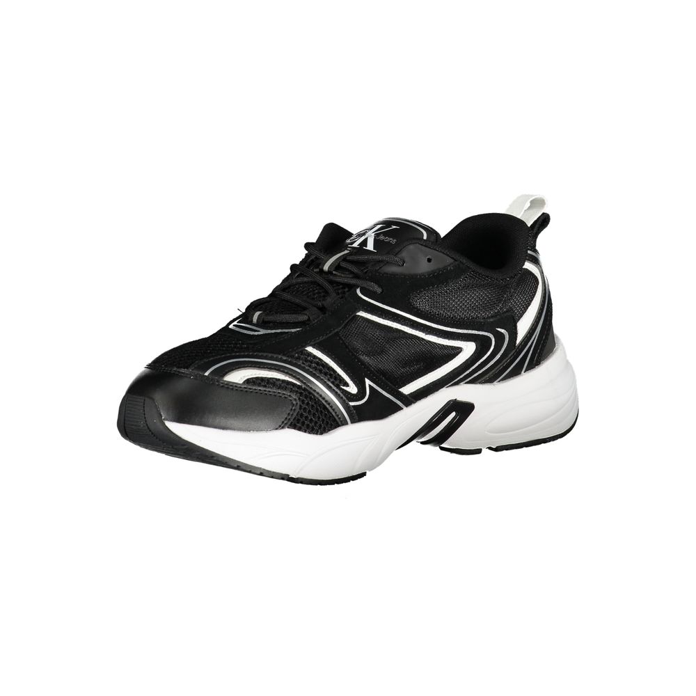 Calvin Klein Plain black lace-up sneakers with contrasting details