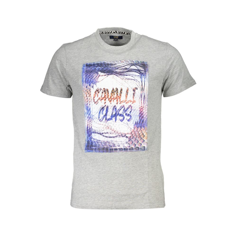 Cavalli Class Grigio Baumwoll-T-Shirt für Herren