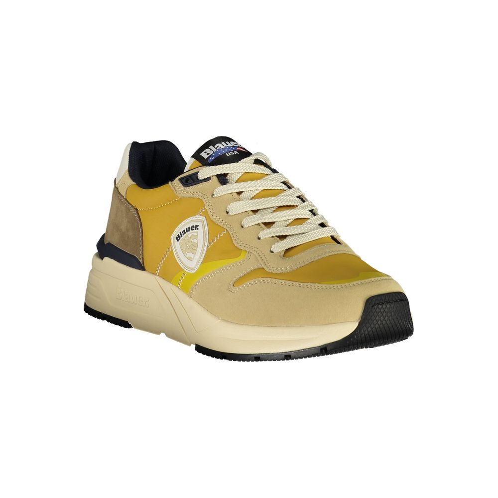 Blue Beige Polyester Men's Sneakers