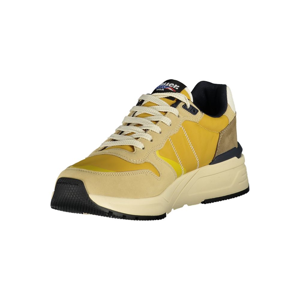 Blue Beige Polyester Men's Sneakers