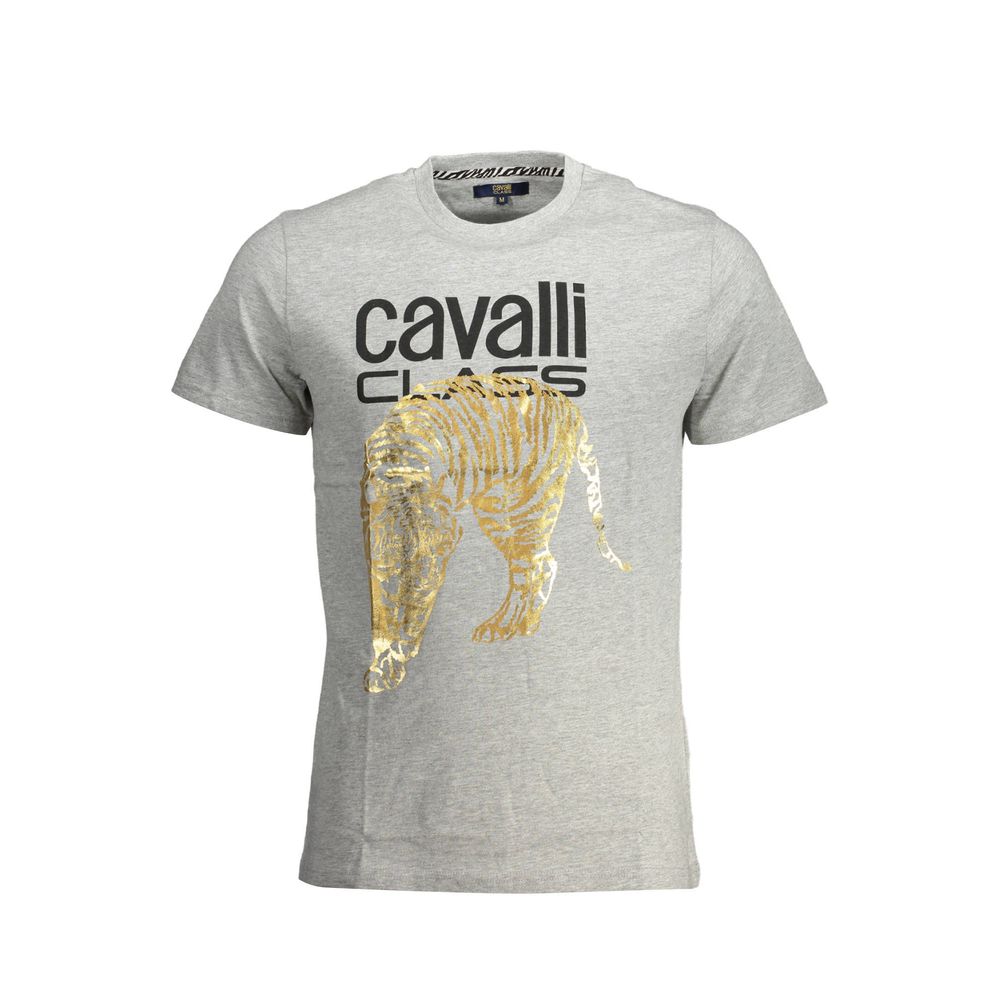 Cavalli Class Grigio Baumwoll-T-Shirt für Herren